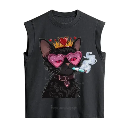 Purplehecate Join the Baddie Era Queen Cat Vintage Washed Tank