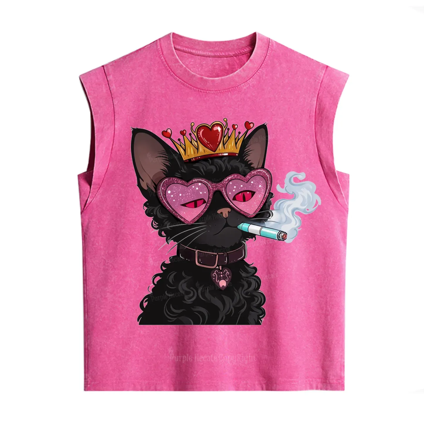 Purplehecate Join the Baddie Era Queen Cat Vintage Washed Tank