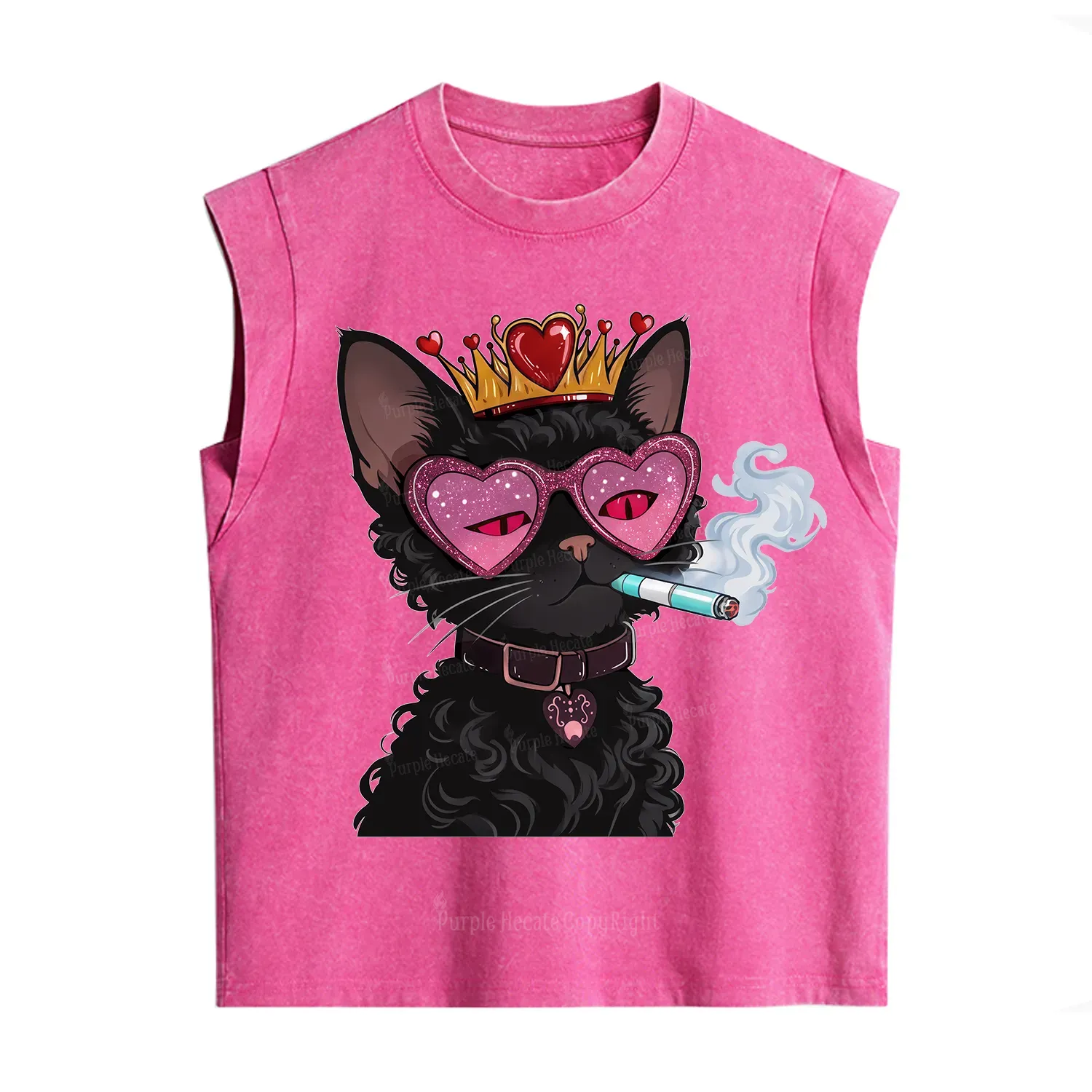 Purplehecate Join the Baddie Era Queen Cat Vintage Washed Tank