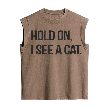 Purplehecate Hold on I See A Cat Vintage Washed Tank