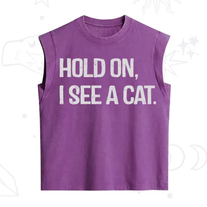 Purplehecate Hold on I See A Cat Vintage Washed Tank