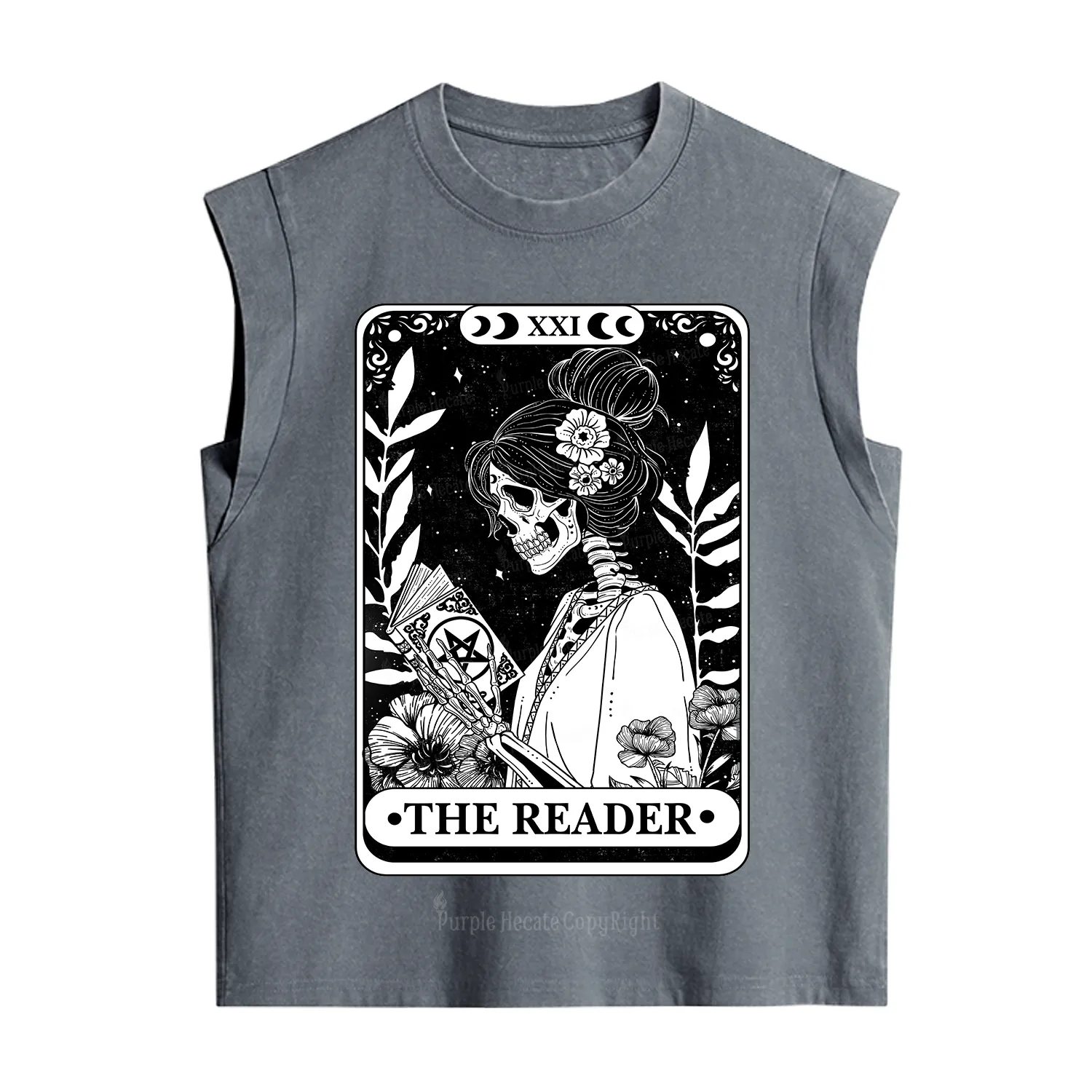 Purplehecate The Reader Skeleton Tarot Vintage Washed Tank