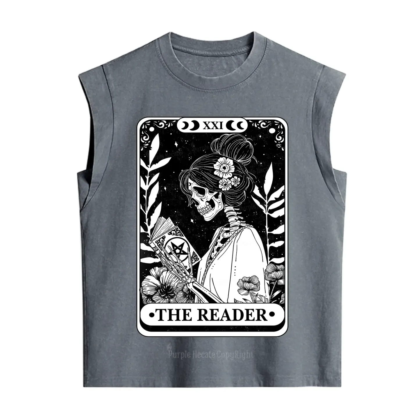 Purplehecate The Reader Skeleton Tarot Vintage Washed Tank