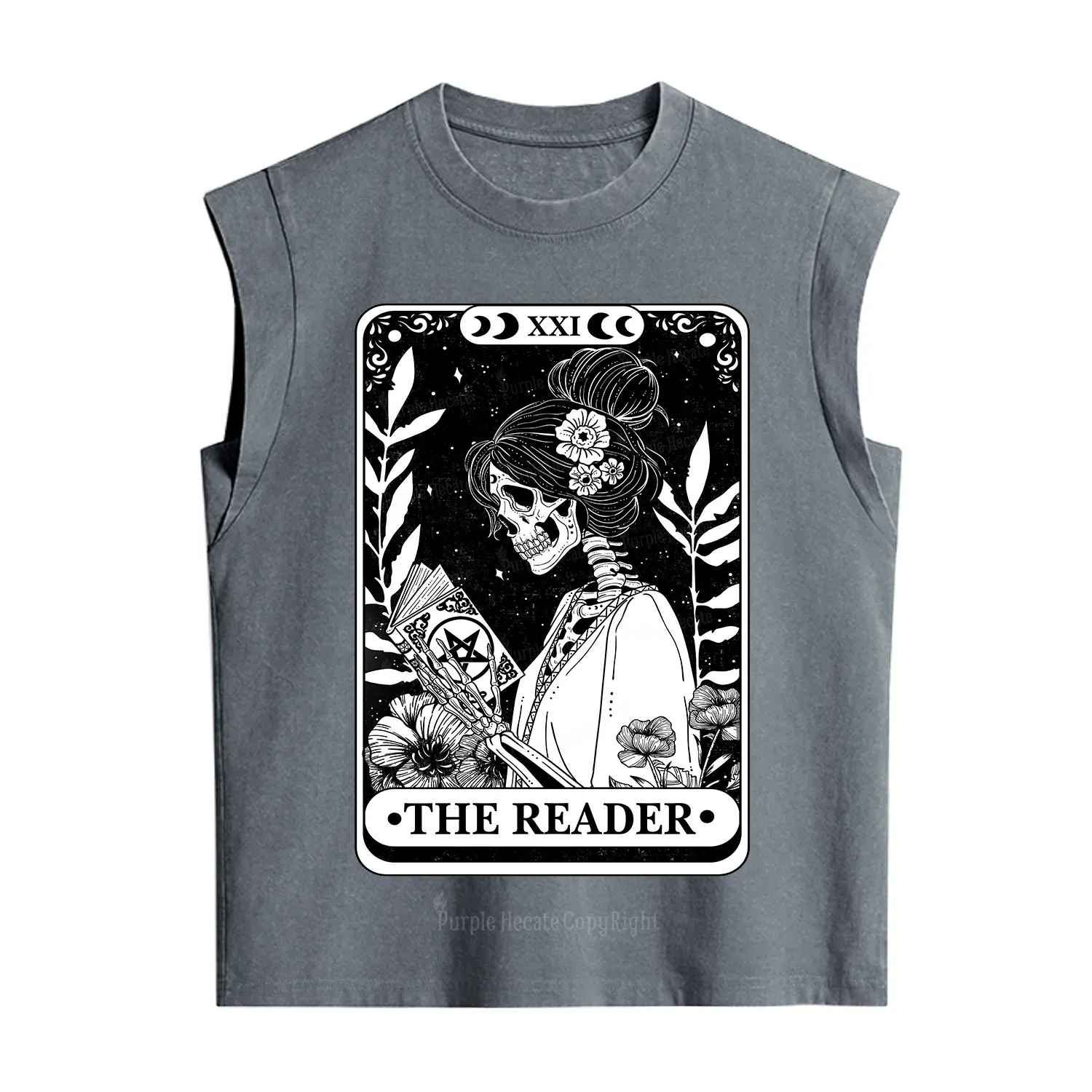 Purplehecate The Reader Skeleton Tarot Vintage Washed Tank