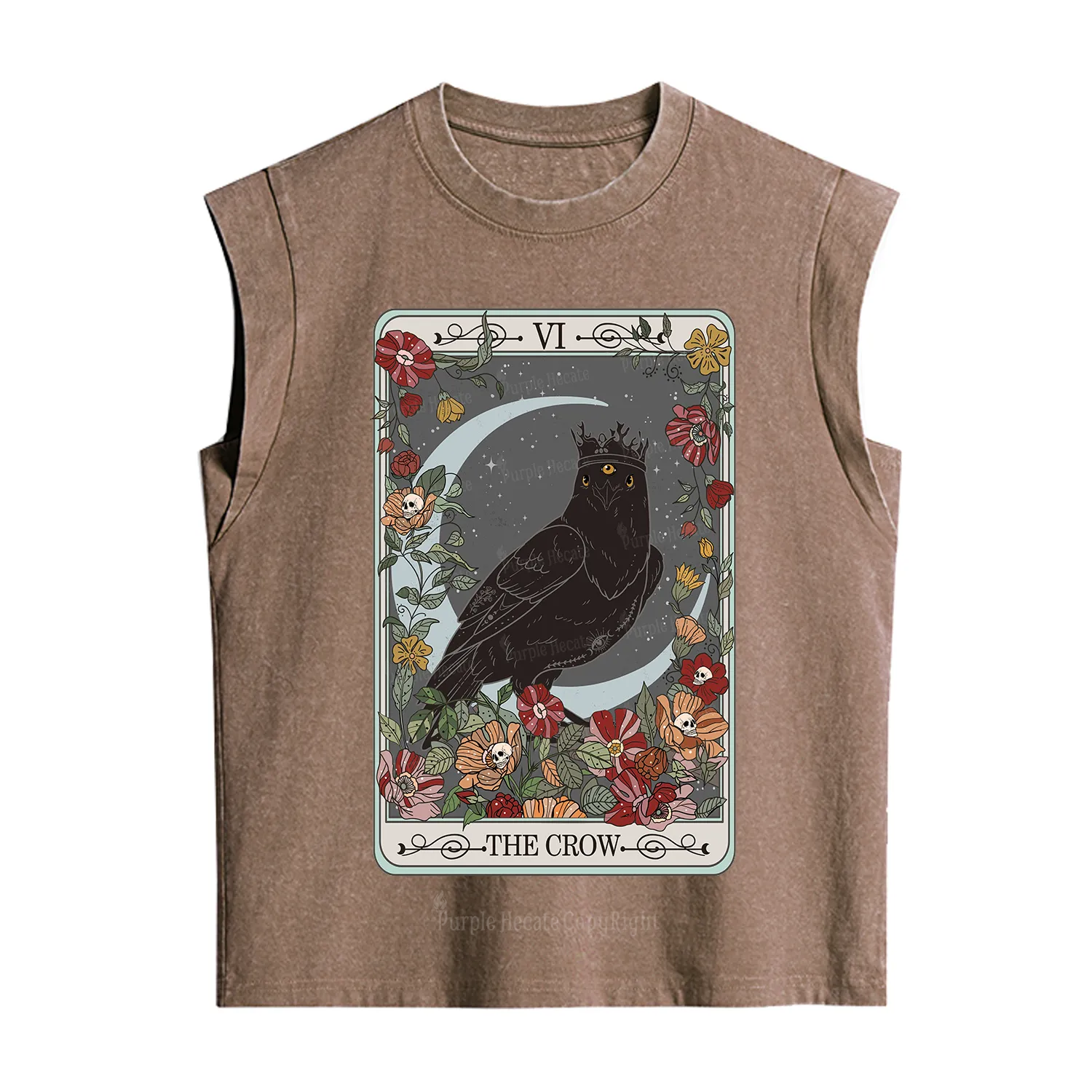 Purplehecate The Crow Tarot Card Vintage Washed Tank