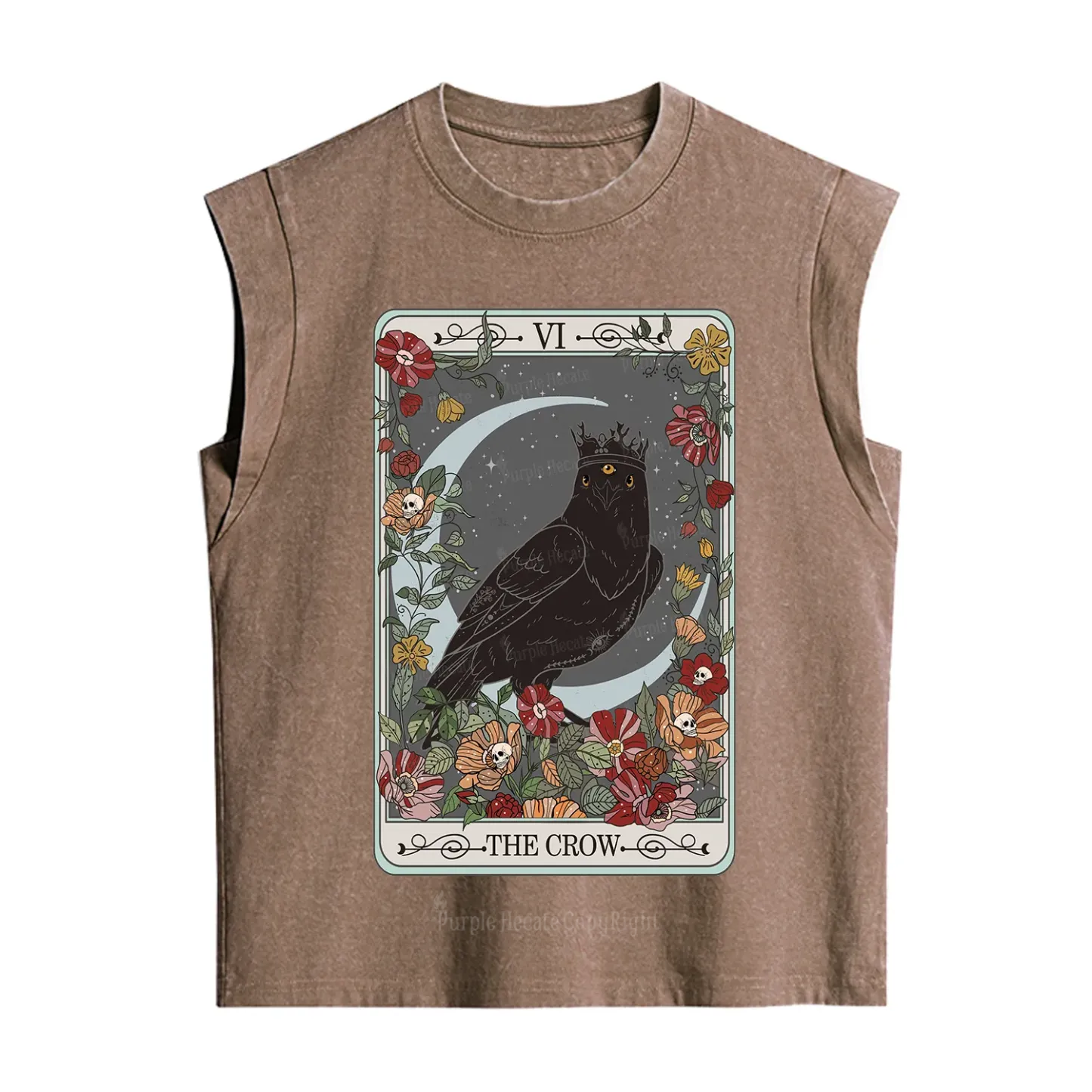 Purplehecate The Crow Tarot Card Vintage Washed Tank