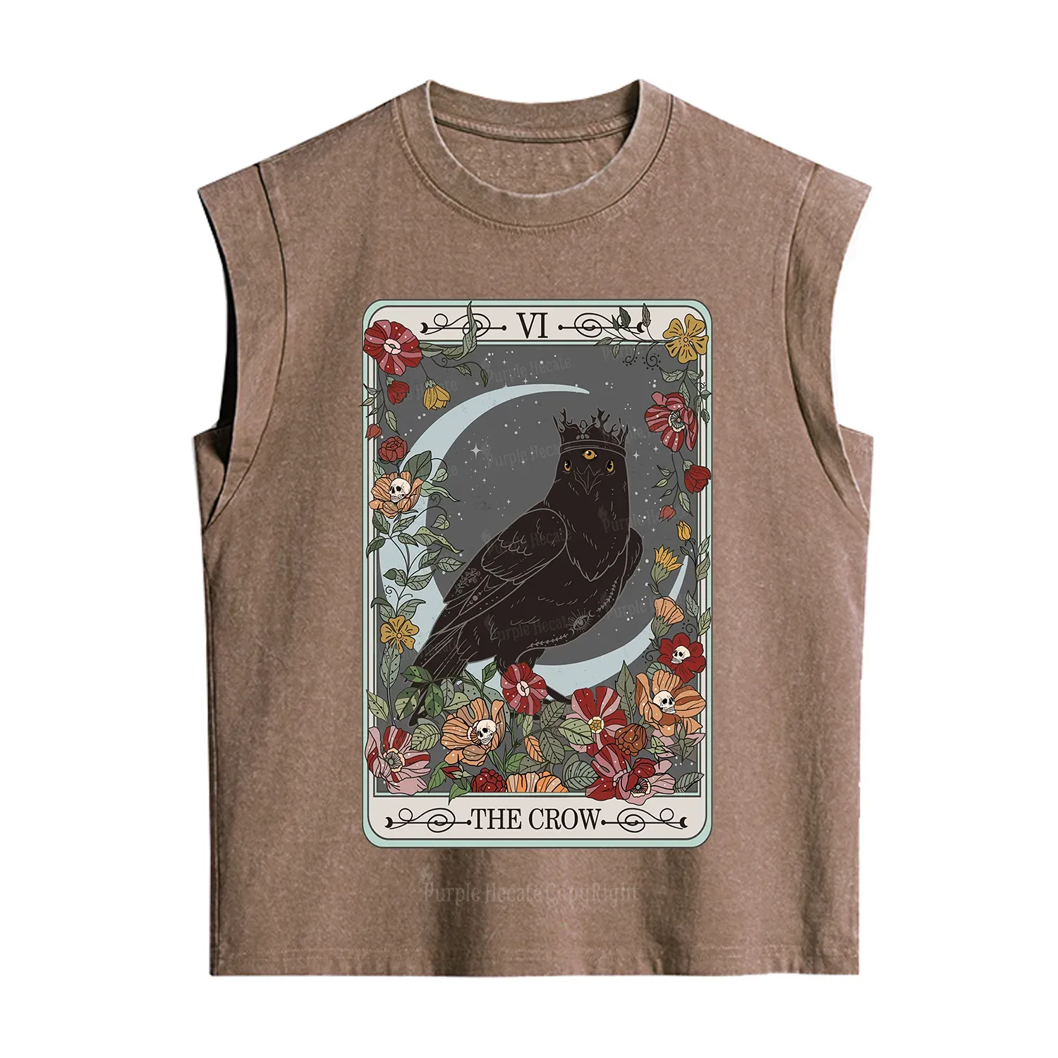 Purplehecate The Crow Tarot Card Vintage Washed Tank