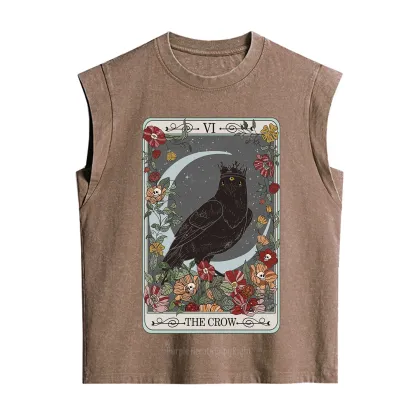 Purplehecate The Crow Tarot Card Vintage Washed Tank