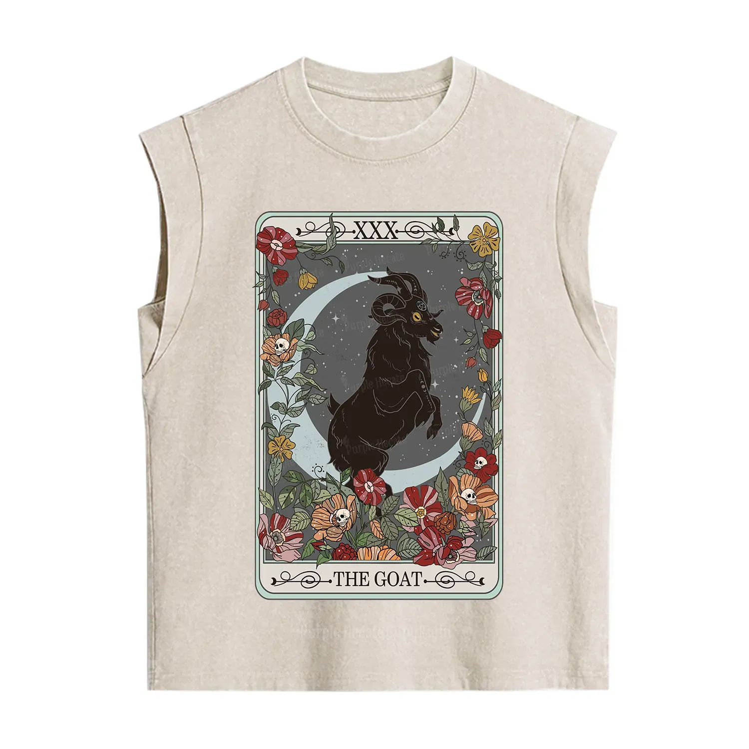 Purplehecate The Goat Tarot Card Vintage Washed Tank