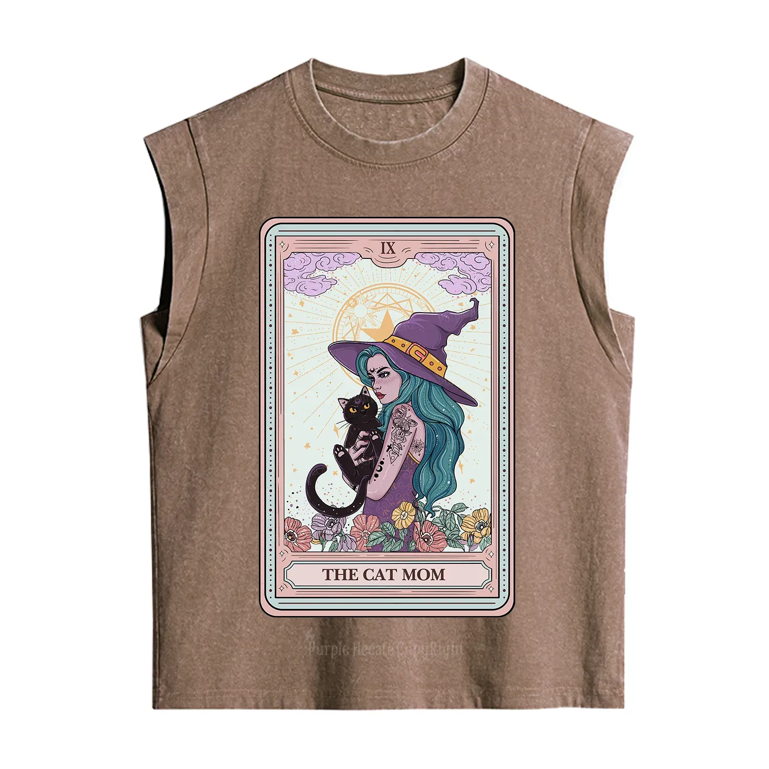 Purplehecate The Gothic Cat Mom Tarot Vintage Washed Tank