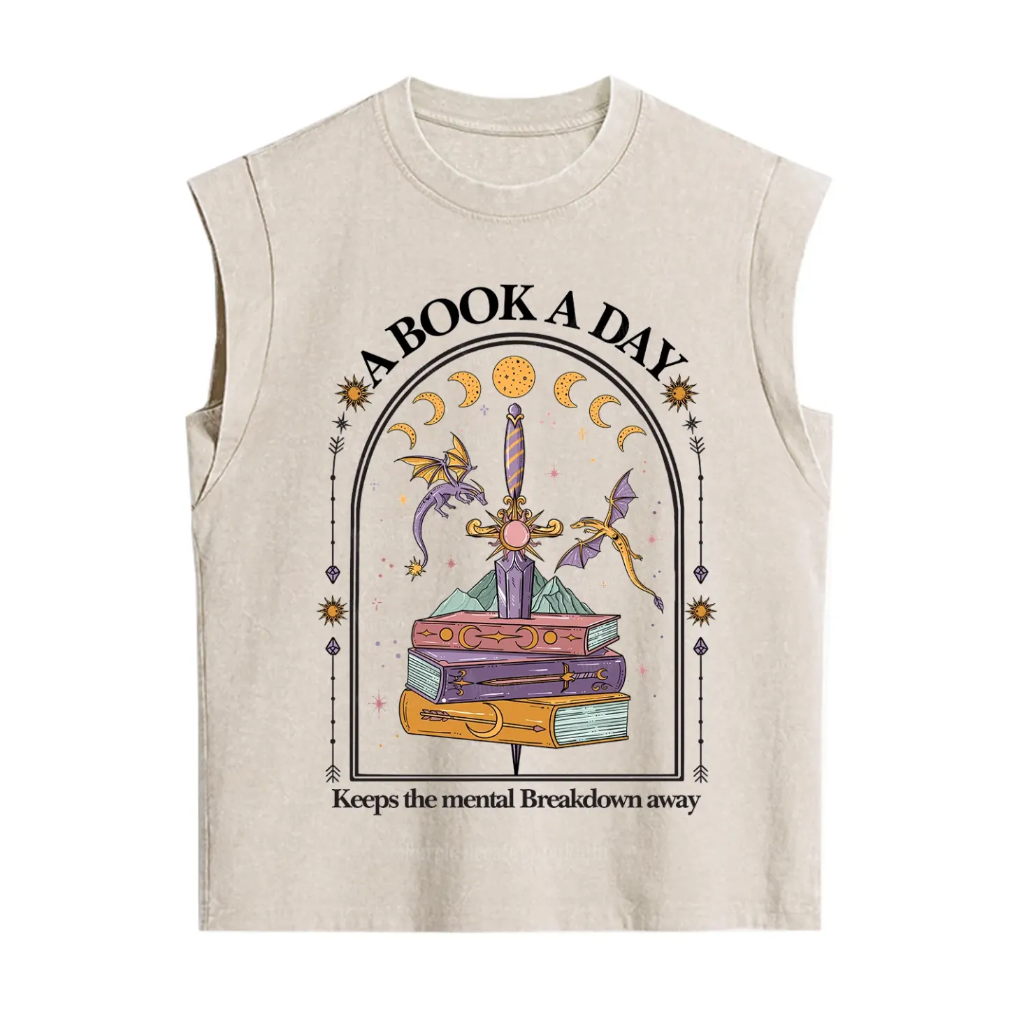 Purplehecate A Book A Day Keeps The Mental Breakdown Vintage Washed Tank
