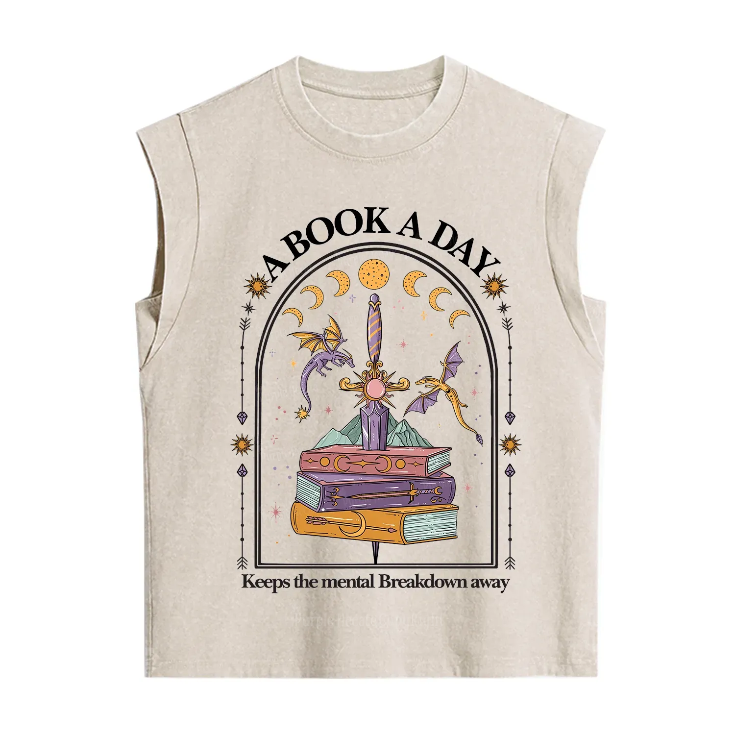 Purplehecate A Book A Day Keeps The Mental Breakdown Vintage Washed Tank