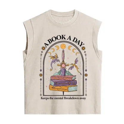 Purplehecate A Book A Day Keeps The Mental Breakdown Vintage Washed Tank