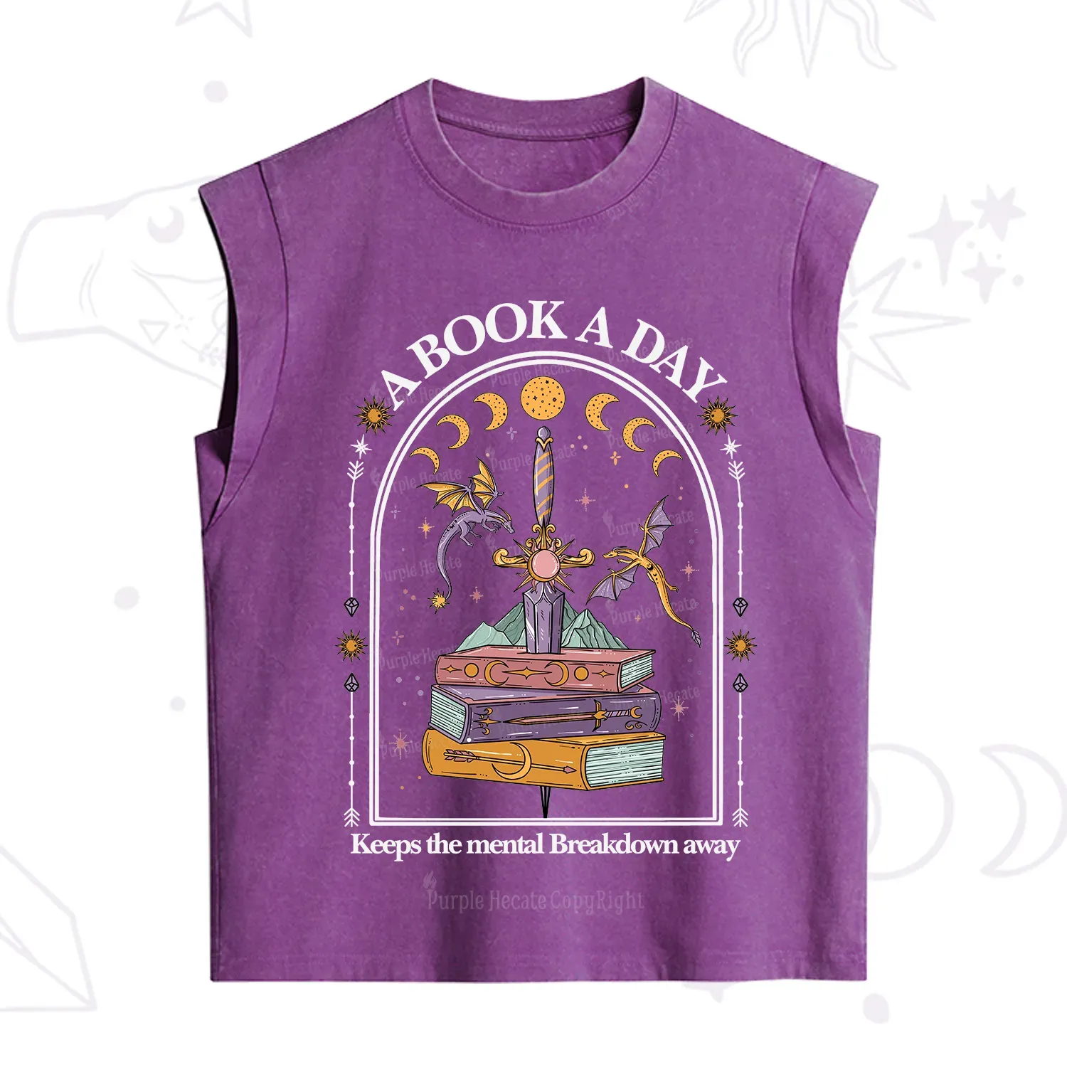 Purplehecate A Book A Day Keeps The Mental Breakdown Vintage Washed Tank