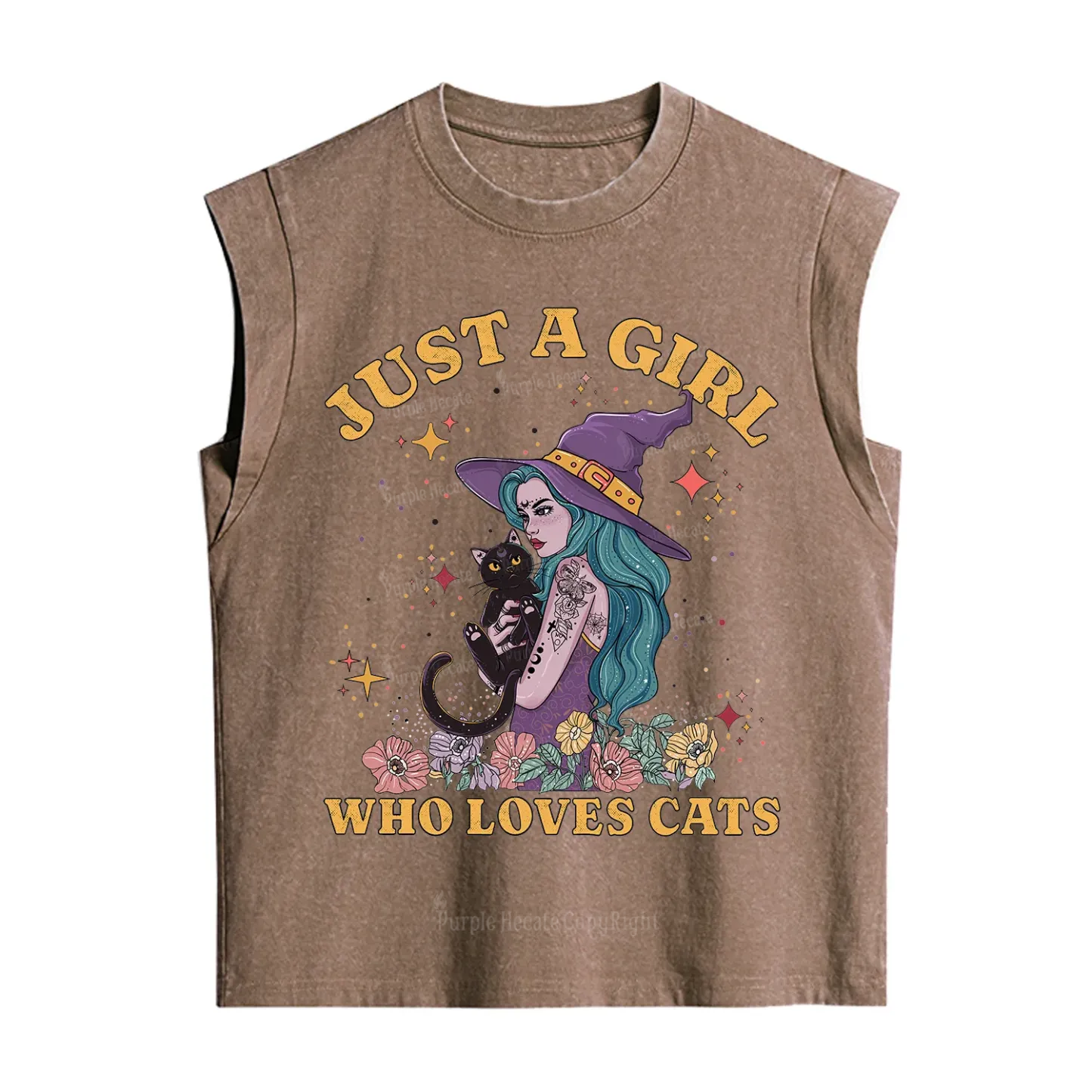 Purplehecate Just A Girl Who Loves Cats Vintage Washed Tank