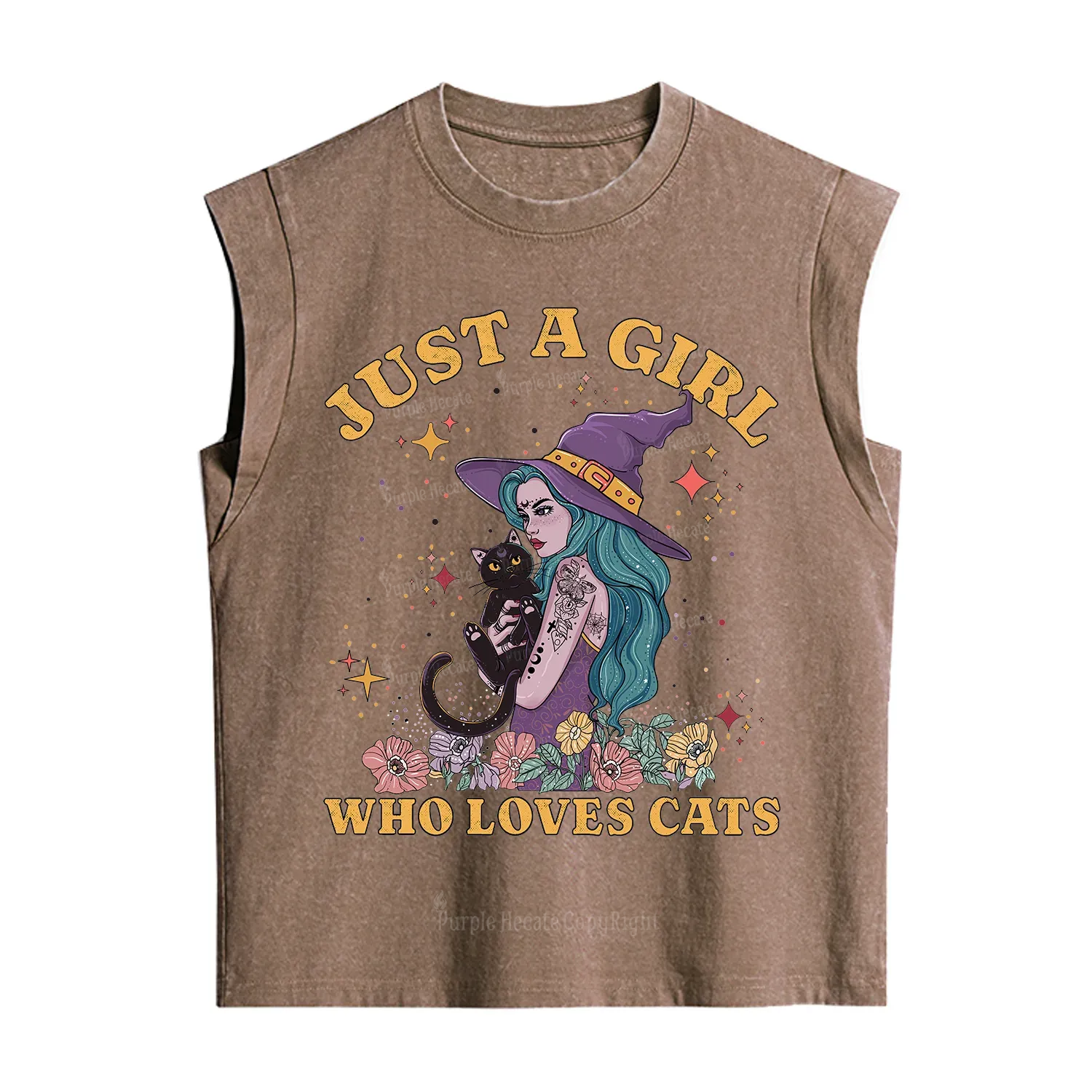 Purplehecate Just A Girl Who Loves Cats Vintage Washed Tank