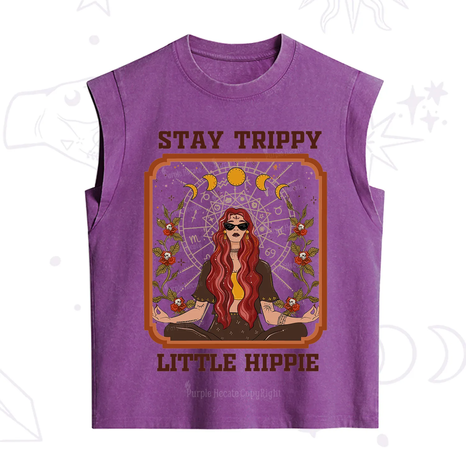 Purplehecate Stay Trippy Little Witchy Hippie Vintage Washed Tank