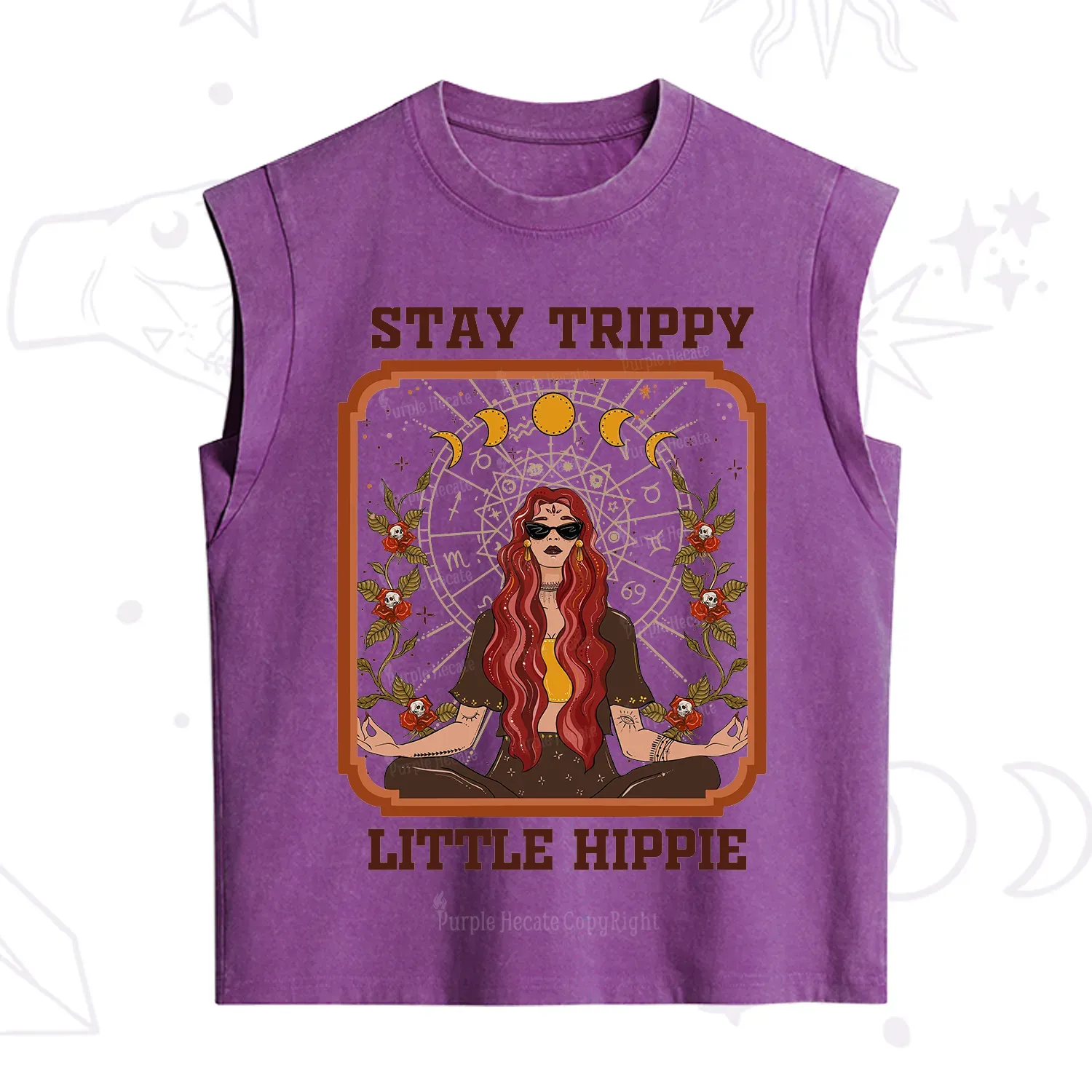 Purplehecate Stay Trippy Little Witchy Hippie Vintage Washed Tank