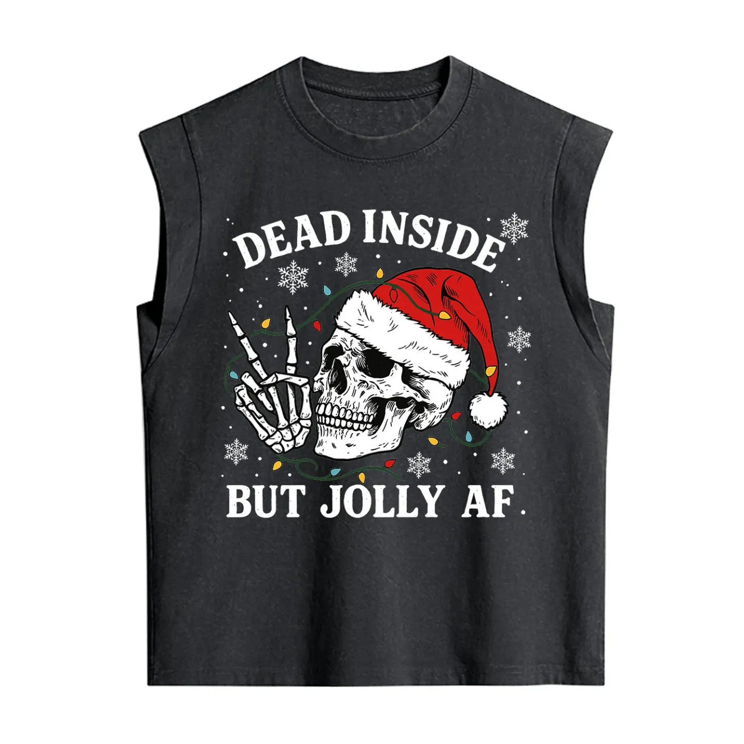 Purplehecate Dead Inside But Jolly AF Christmas Vintage Washed Tank