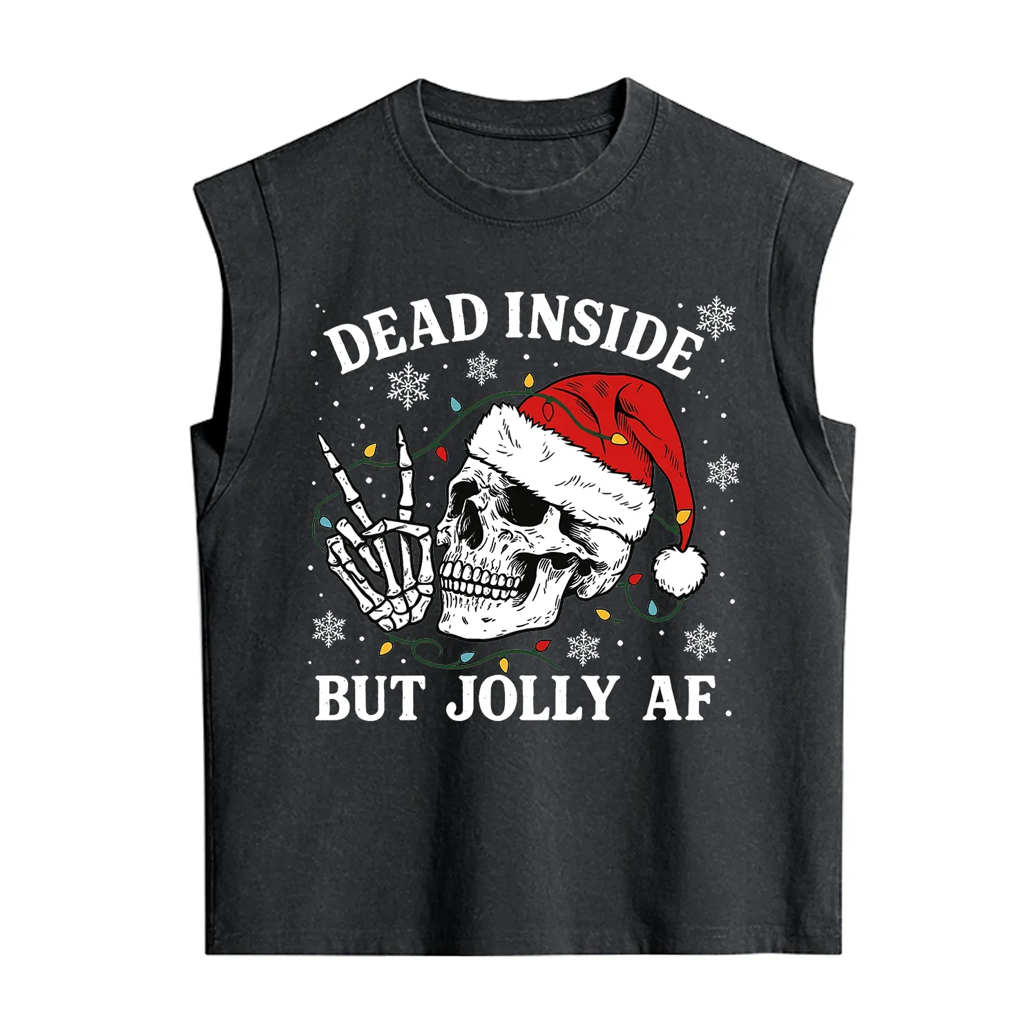 Purplehecate Dead Inside But Jolly AF Christmas Vintage Washed Tank