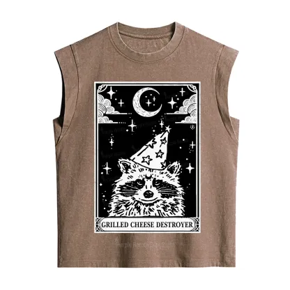 Purplehecate The Grilled Cheese Destroyer Tarot Raccoon Vintage Washed Tank