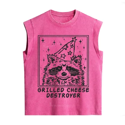 Purplehecate Grilled Cheese Destroyer Raccoon Vintage Washed Tank