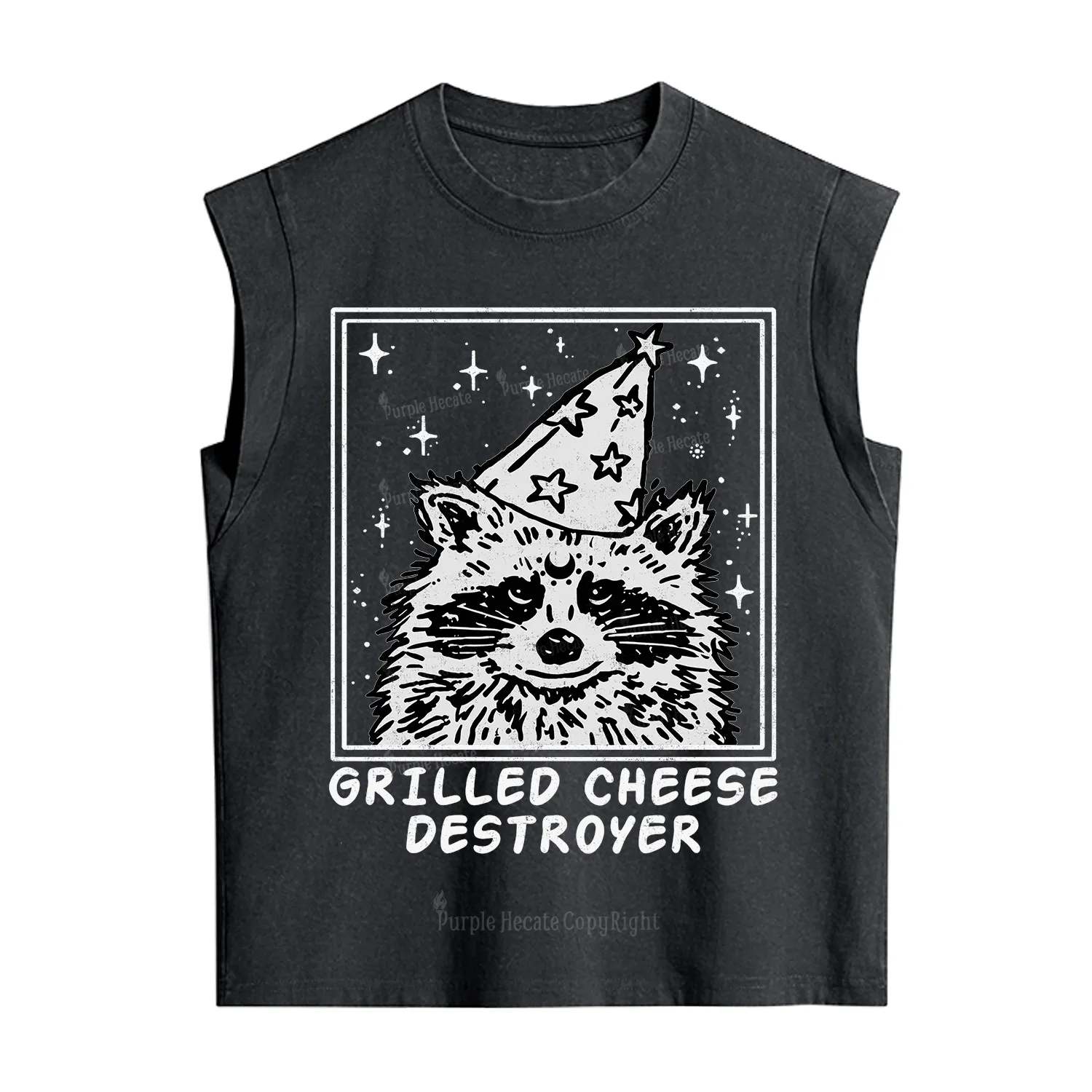 Purplehecate Grilled Cheese Destroyer Raccoon Vintage Washed Tank