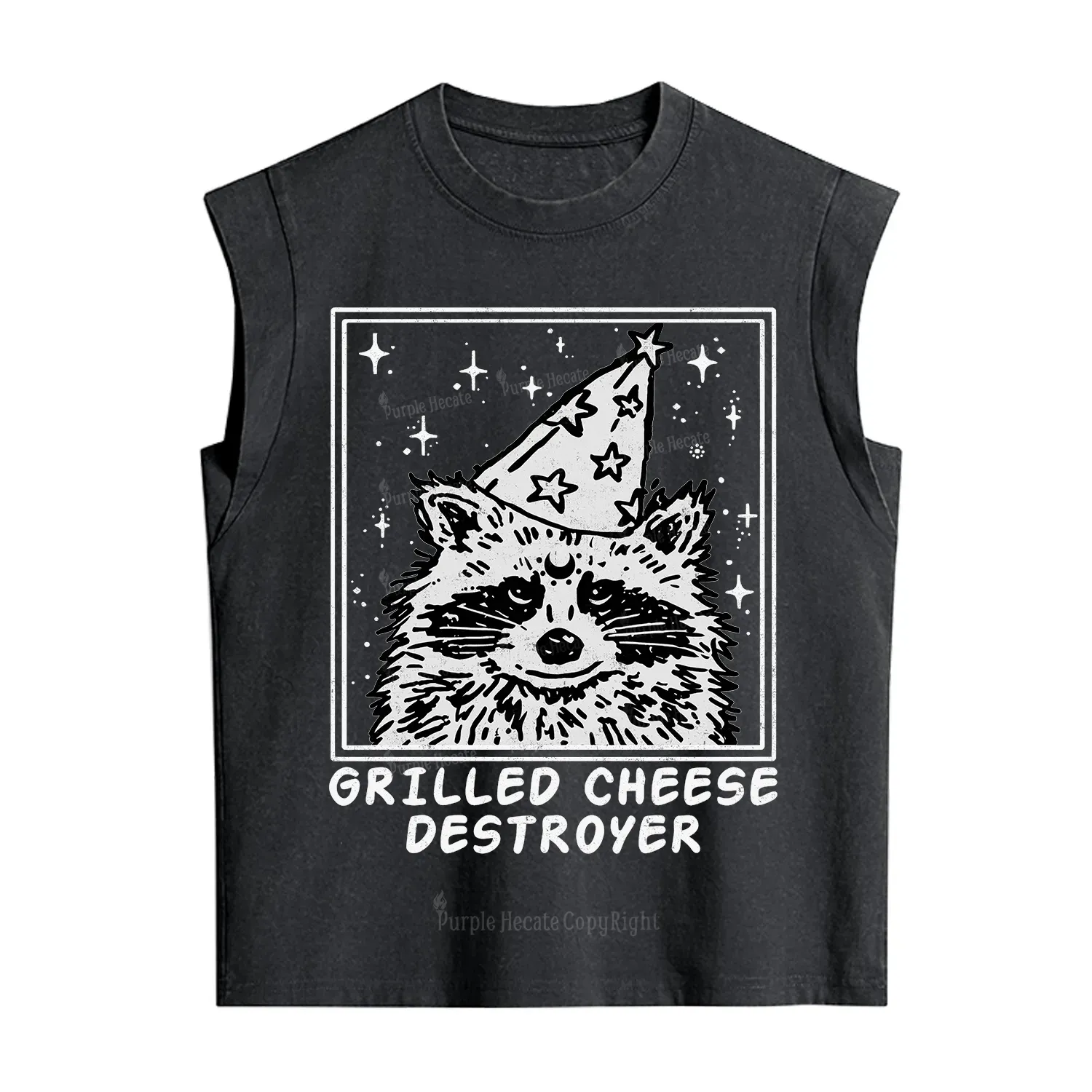 Purplehecate Grilled Cheese Destroyer Raccoon Vintage Washed Tank
