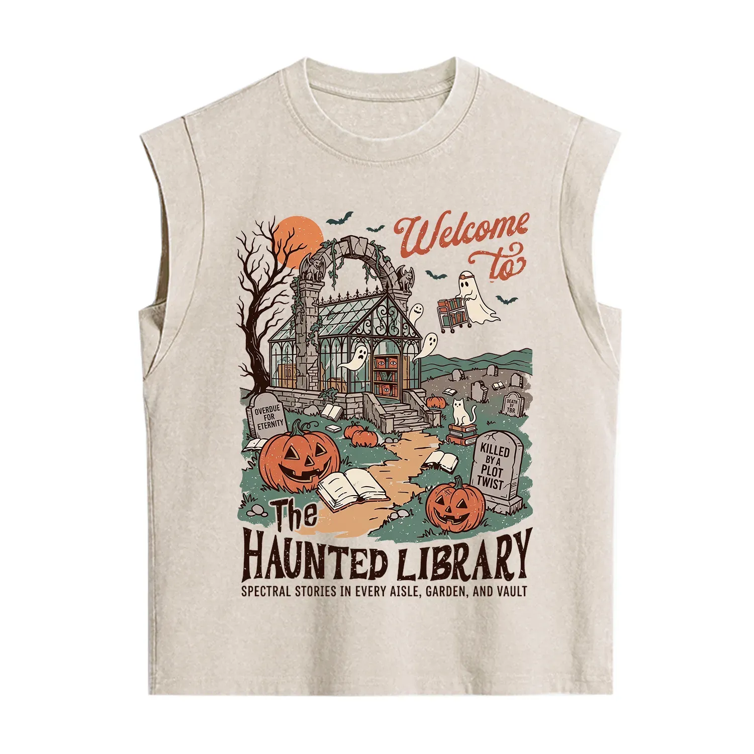 Purplehecate Welcome to the Haunted Library Vintage Washed Tank