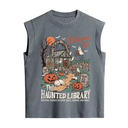 Purplehecate Welcome to the Haunted Library Vintage Washed Tank