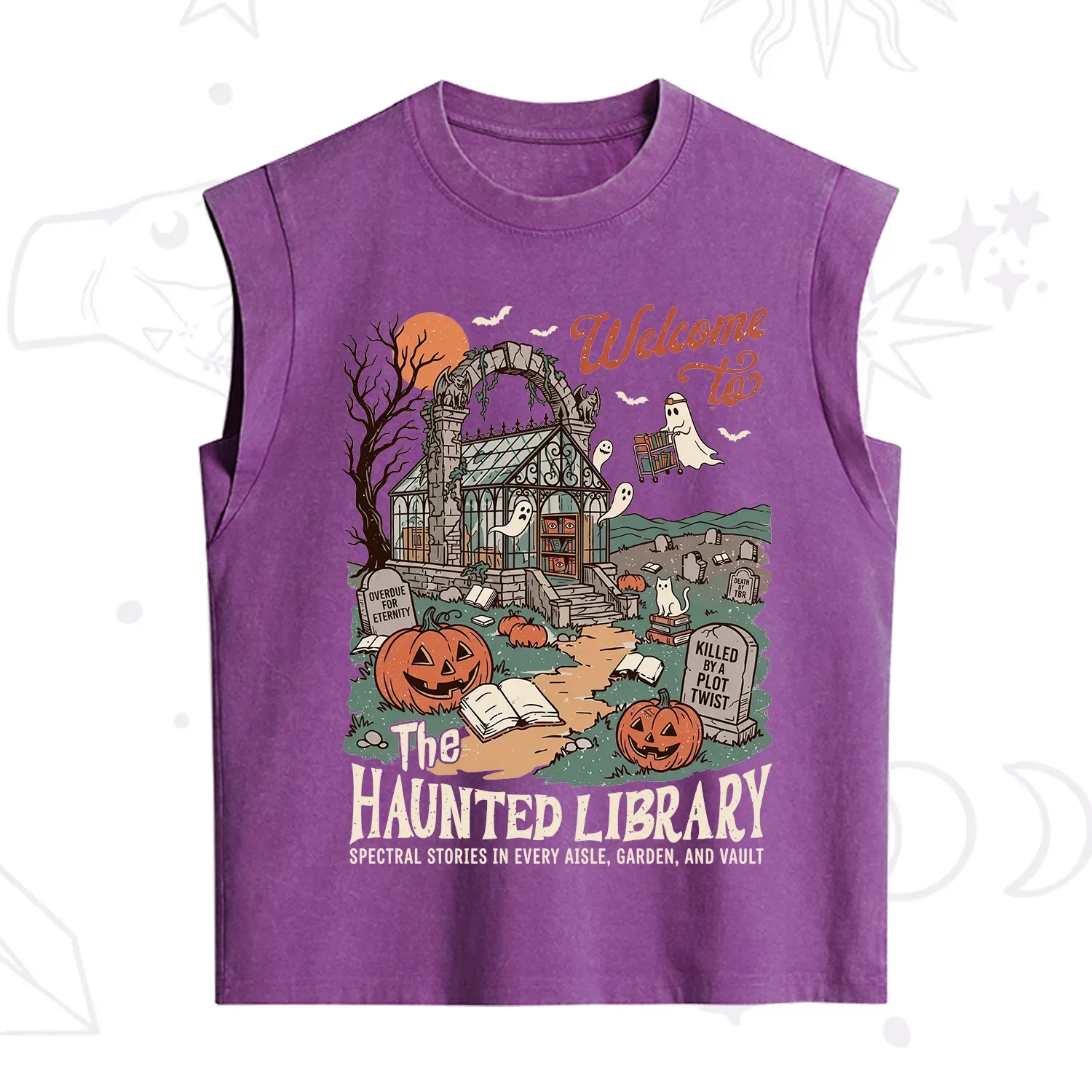 Purplehecate Welcome to the Haunted Library Vintage Washed Tank