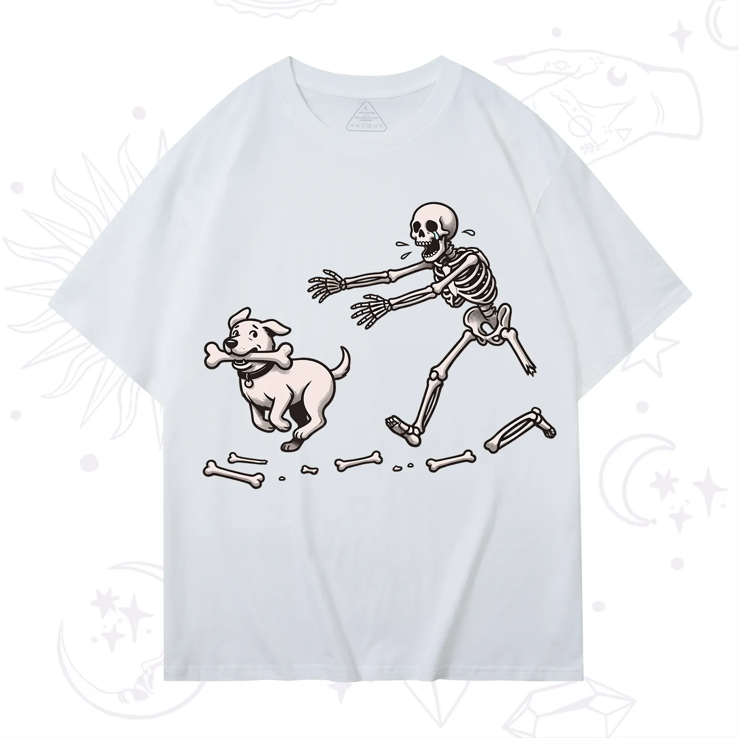 Purplehecate Halloween Skeleton Chasing Dog T-Shirt