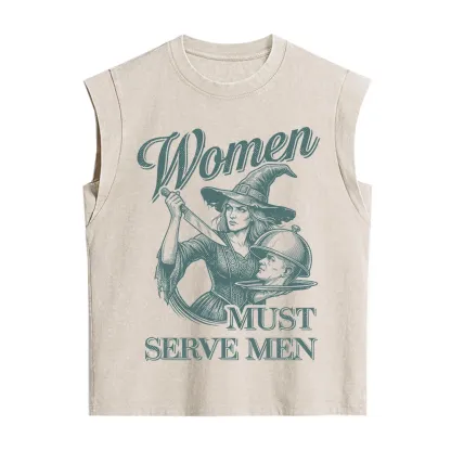 Purplehecate Women Must Serve Men Vintage Washed Tank