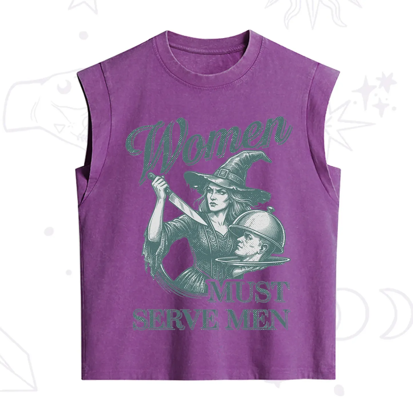 Purplehecate Women Must Serve Men Vintage Washed Tank