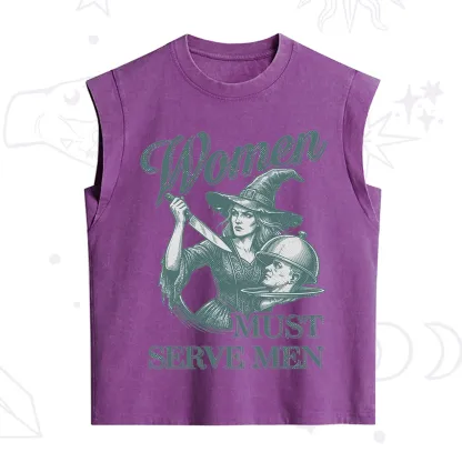 Purplehecate Women Must Serve Men Vintage Washed Tank