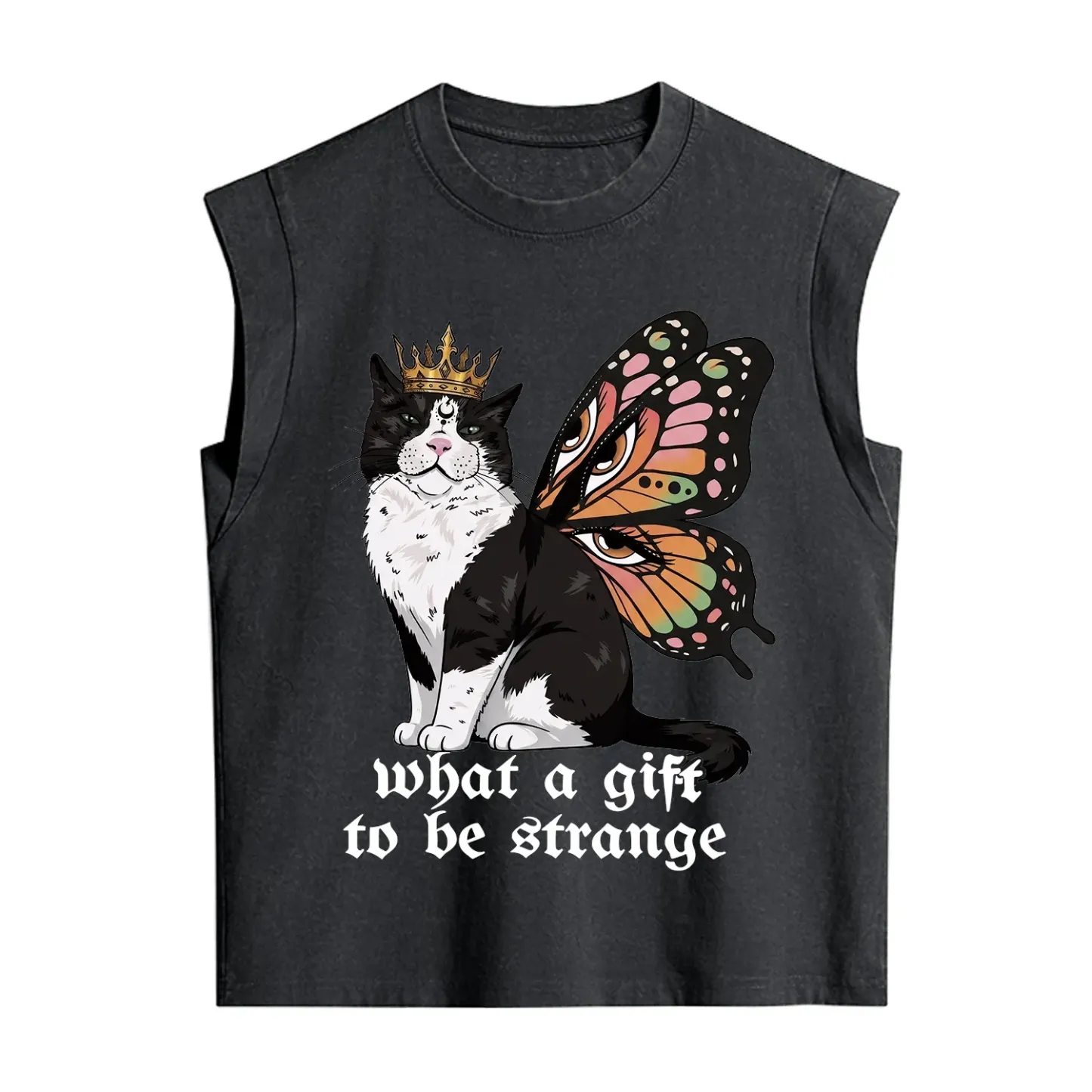 Purplehecate What a Gift to Be Strange Cat Vintage Washed Tank
