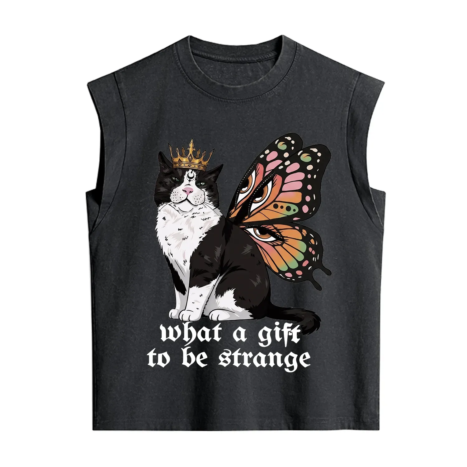 Purplehecate What a Gift to Be Strange Cat Vintage Washed Tank