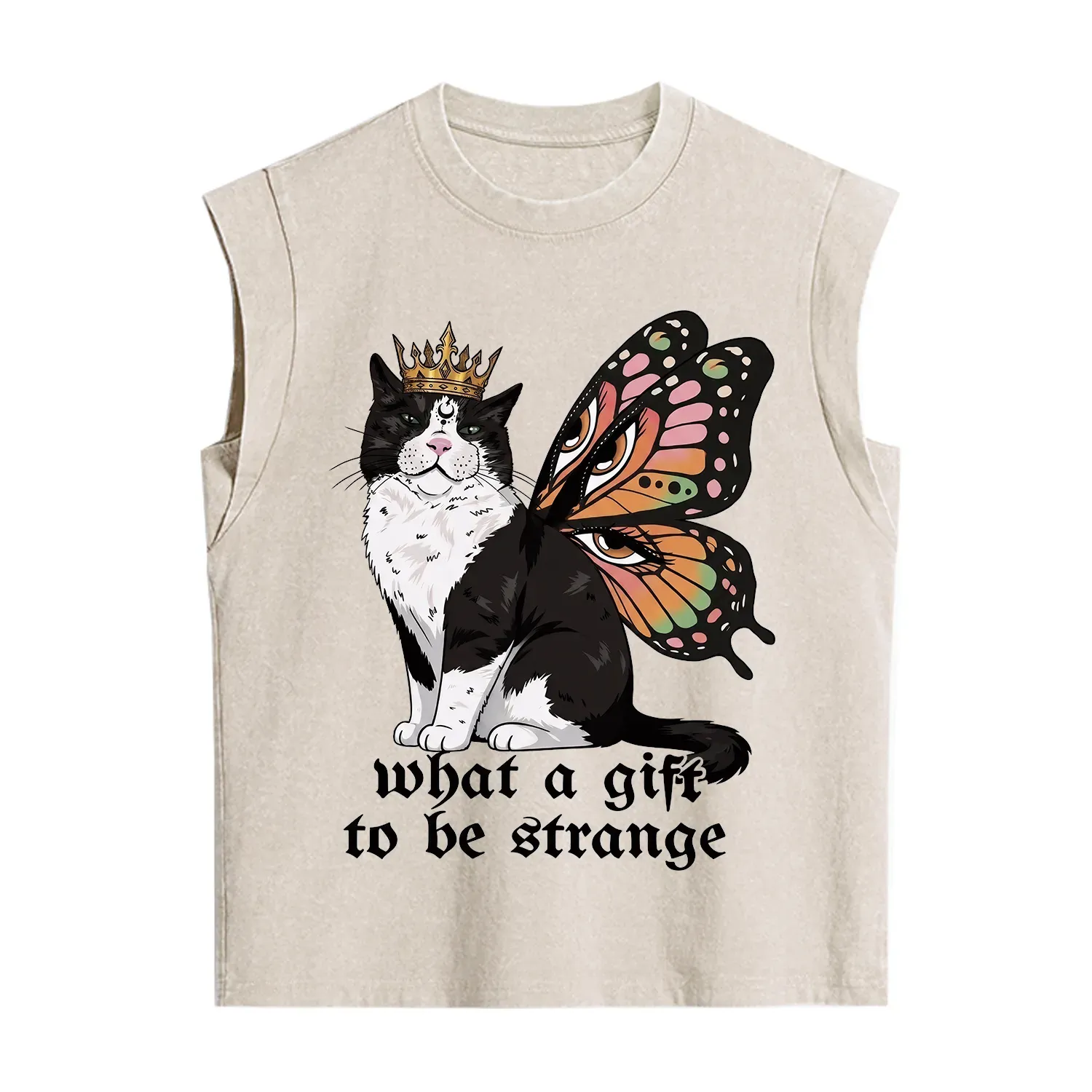 Purplehecate What a Gift to Be Strange Cat Vintage Washed Tank