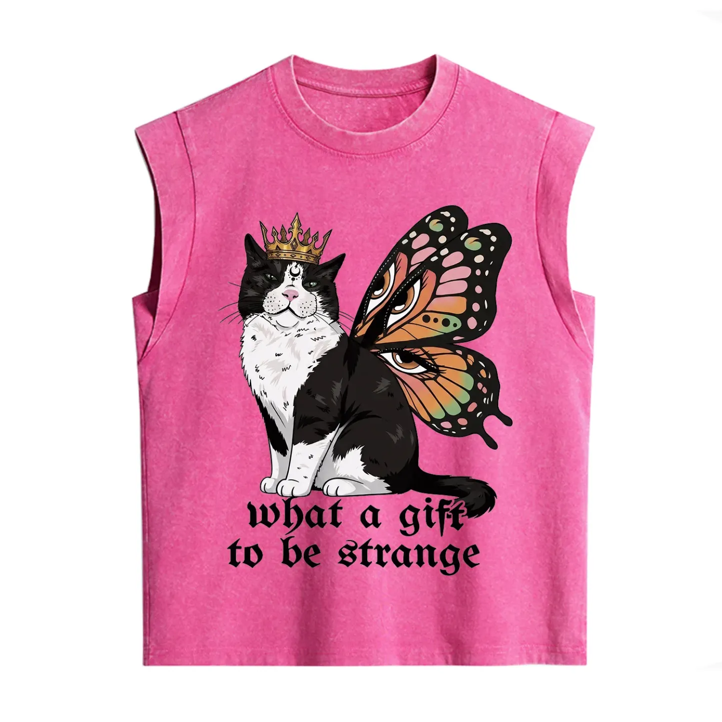 Purplehecate What a Gift to Be Strange Cat Vintage Washed Tank