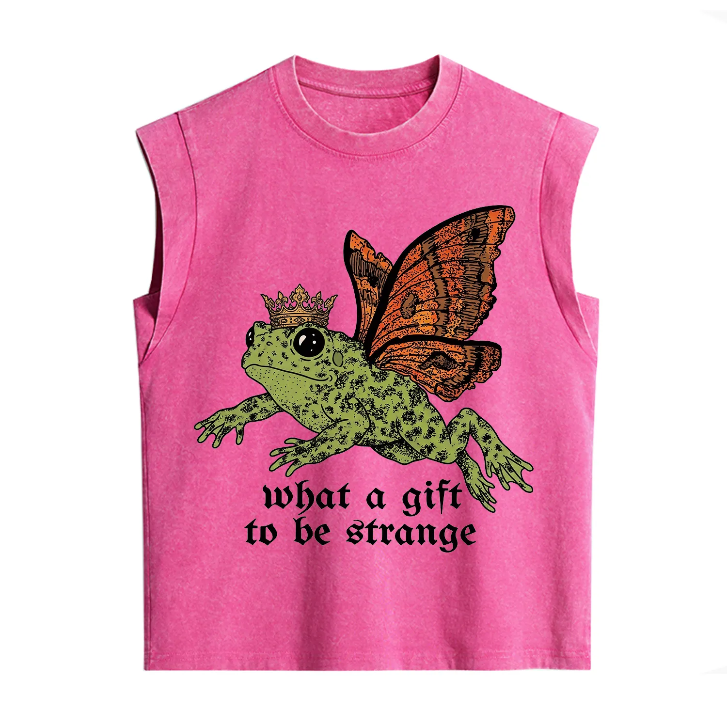 Purplehecate What a Gift to Be Strange Cat Frog Vintage Washed Tank