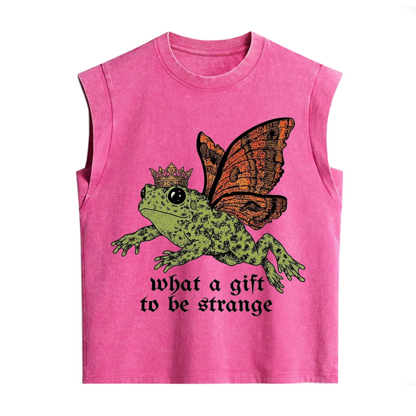 Purplehecate What a Gift to Be Strange Cat Frog Vintage Washed Tank