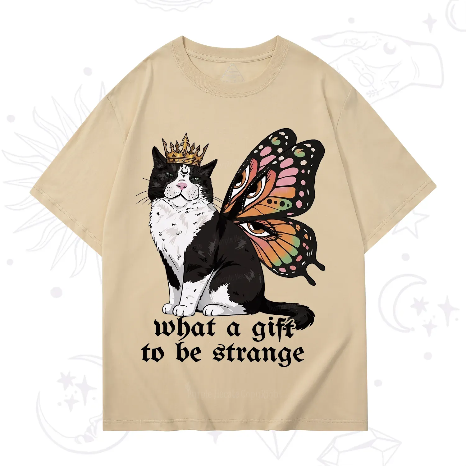 Purplehecate What a Gift to Be Strange Cat T-Shirt