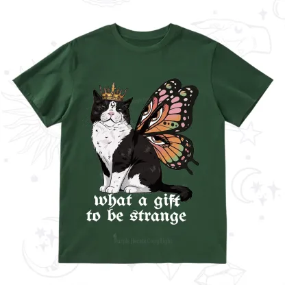 Purplehecate What a Gift to Be Strange Cat T-Shirt