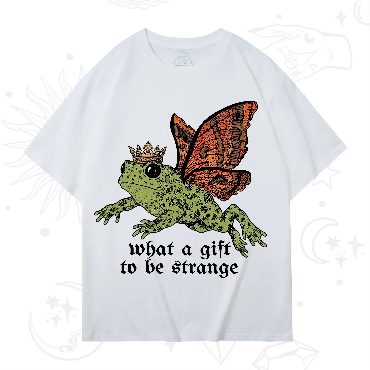 Purplehecate What a Gift to Be Strange Cat Frog T-Shirt