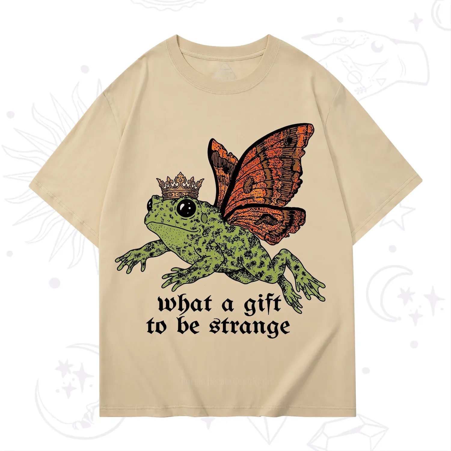 Purplehecate What a Gift to Be Strange Cat Frog T-Shirt