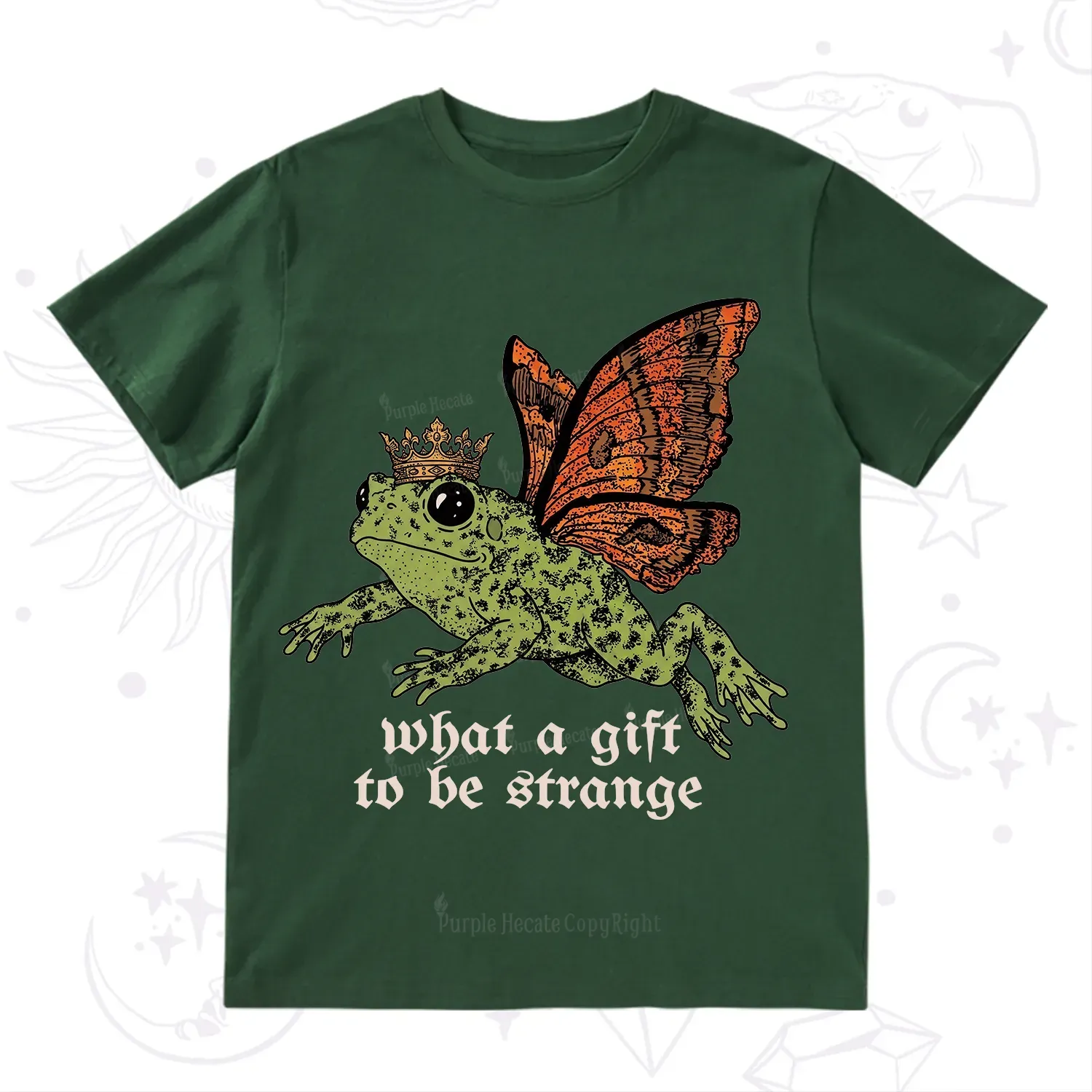 Purplehecate What a Gift to Be Strange Cat Frog T-Shirt