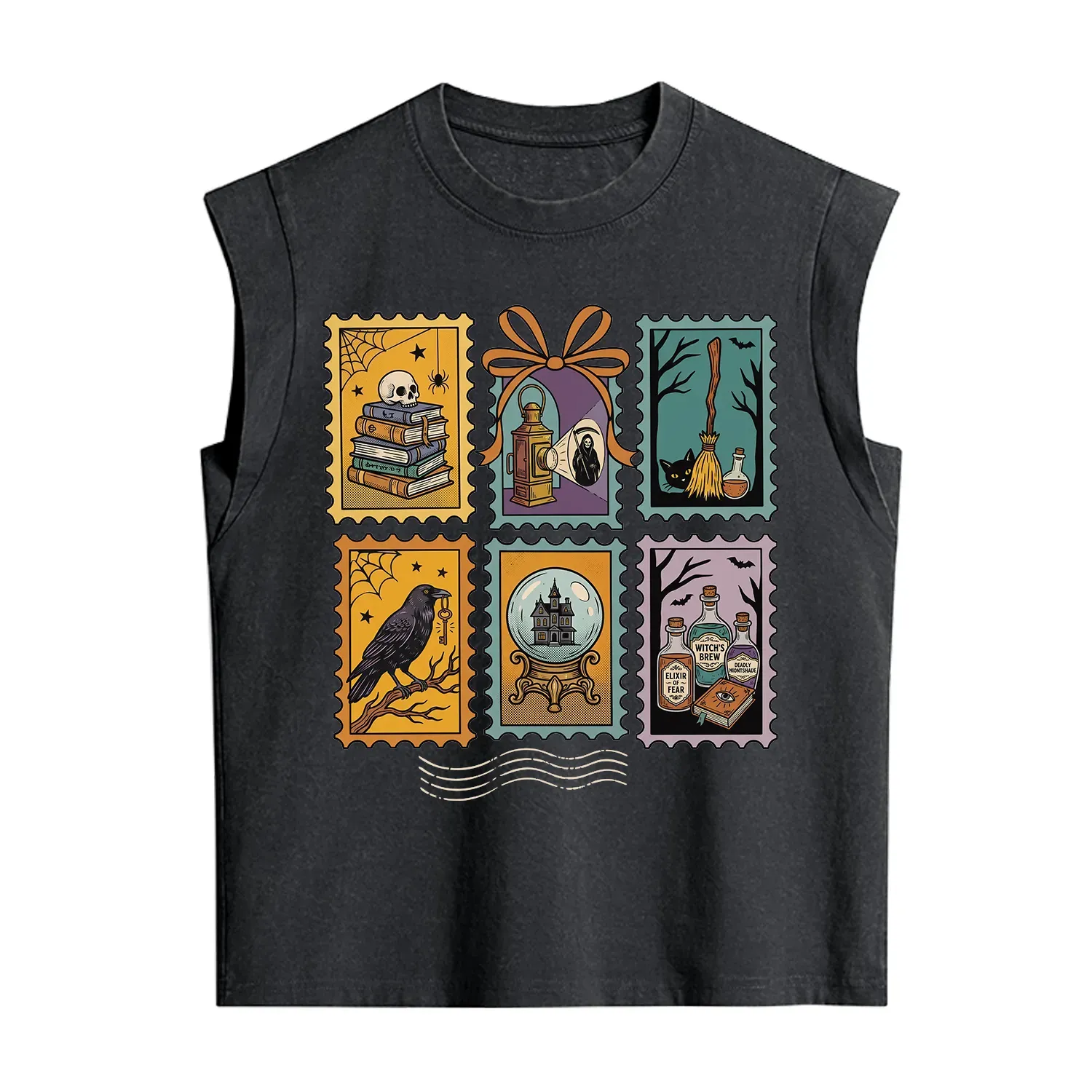 Purplehecate Halloween Witch Raven Castle Potions Vintage Washed Tank