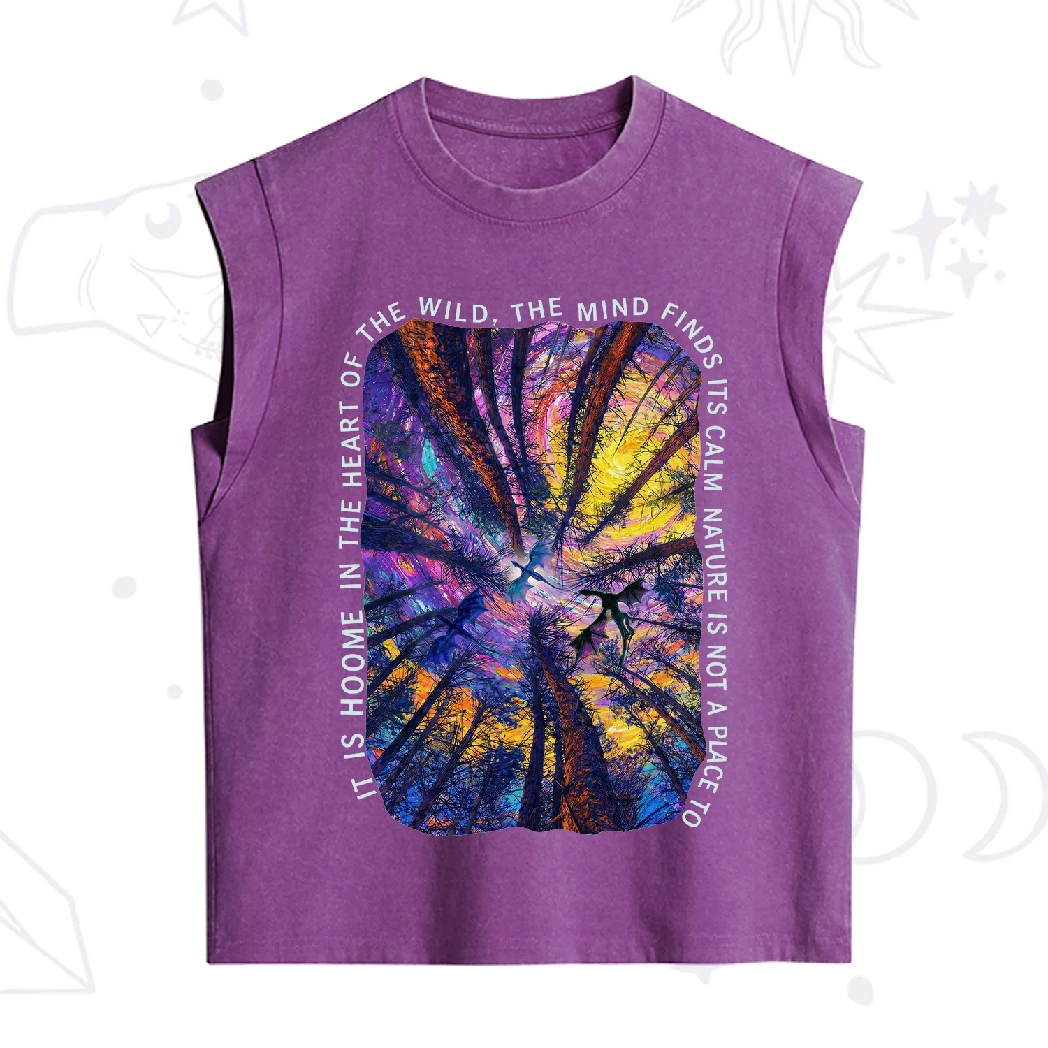 Purplehecate Forest Mindscape Night Sky Vintage Washed Tank