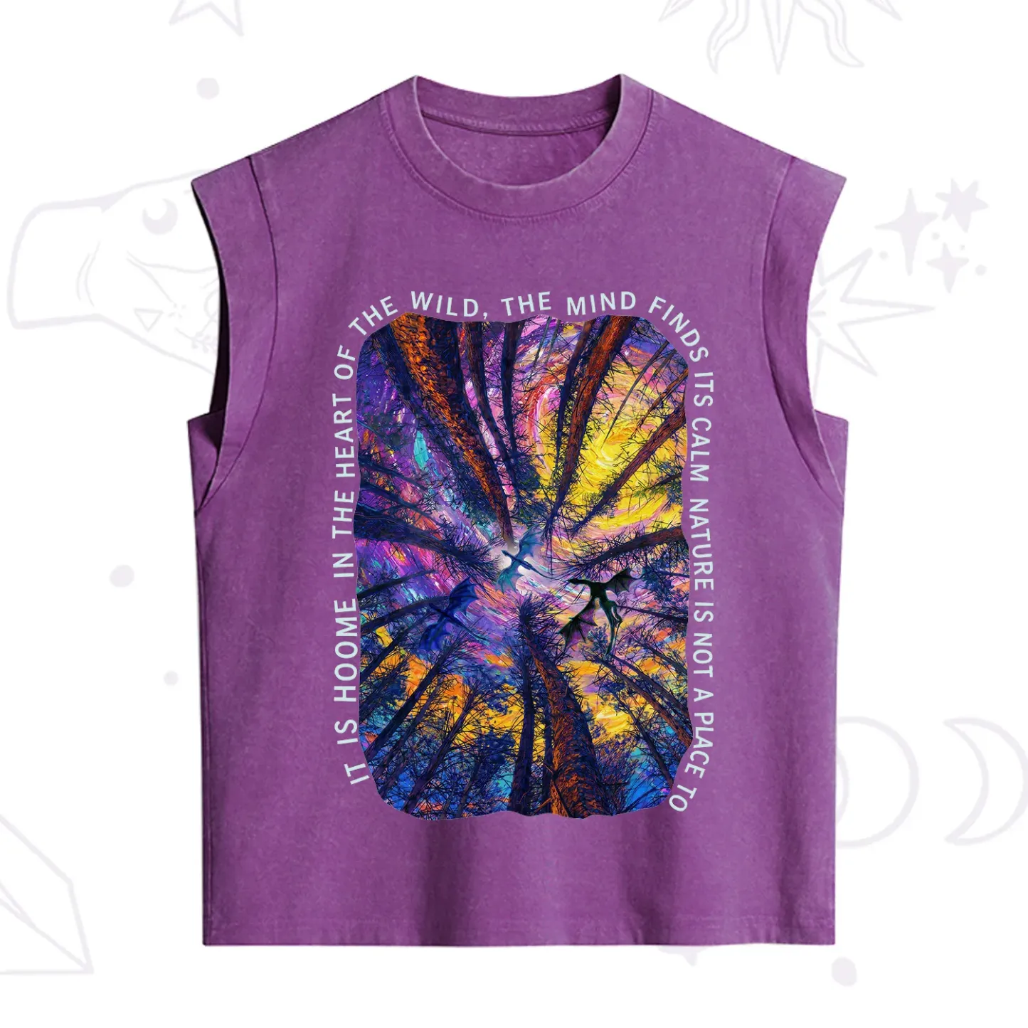 Purplehecate Forest Mindscape Night Sky Vintage Washed Tank