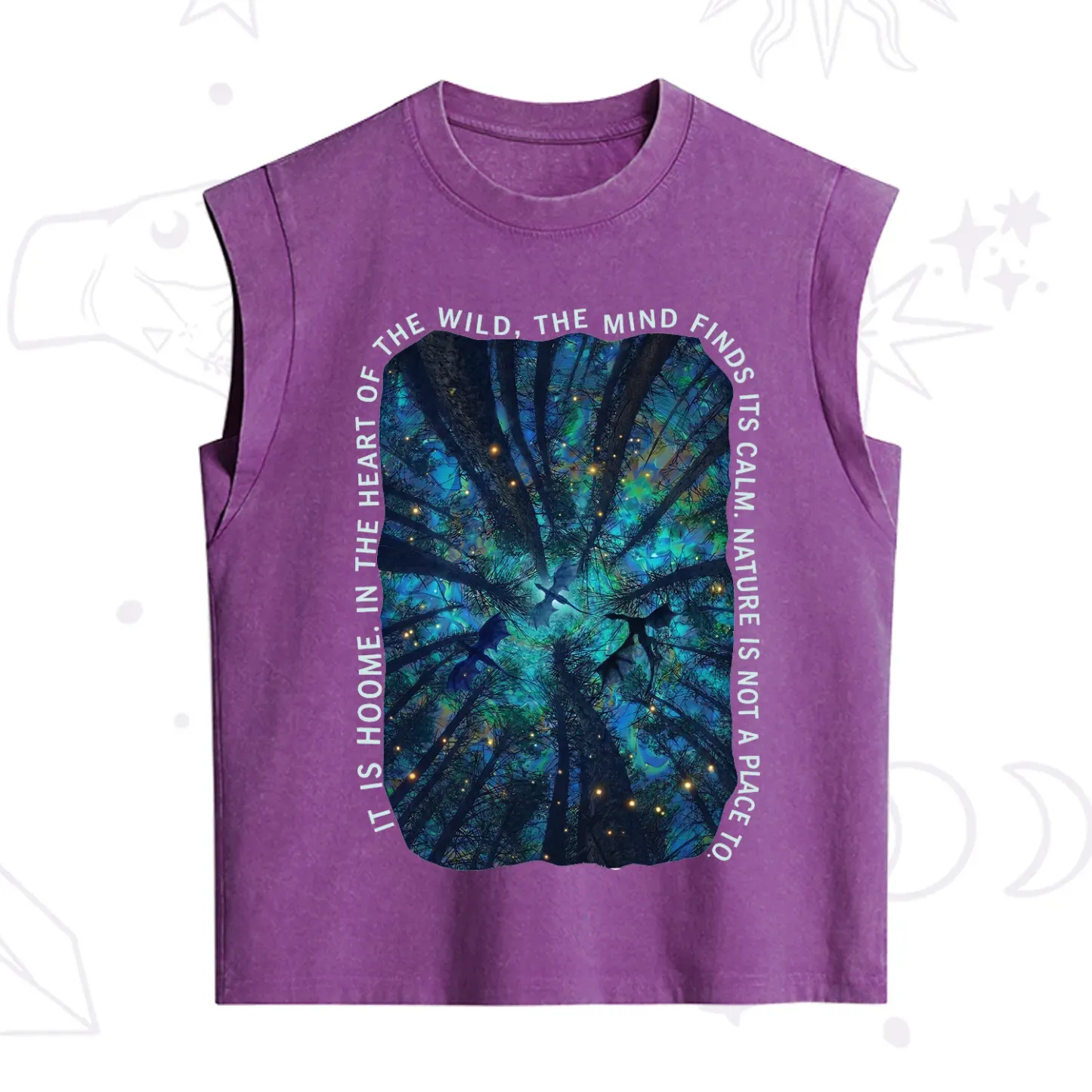 Purplehecate Forest Mindscape Night Sky Vintage Washed Tank